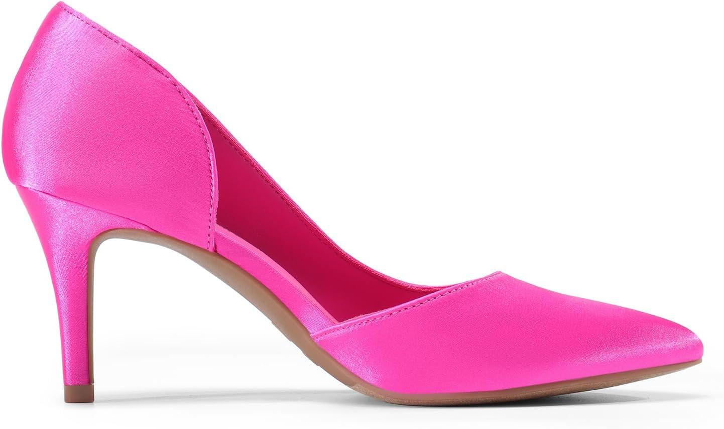 imageDREAM PAIRS Womens Dress High Heels Pumps Closed Pointed Toe Stiletto DOrsay Shoes for Wedding PartyHot Pinksatin