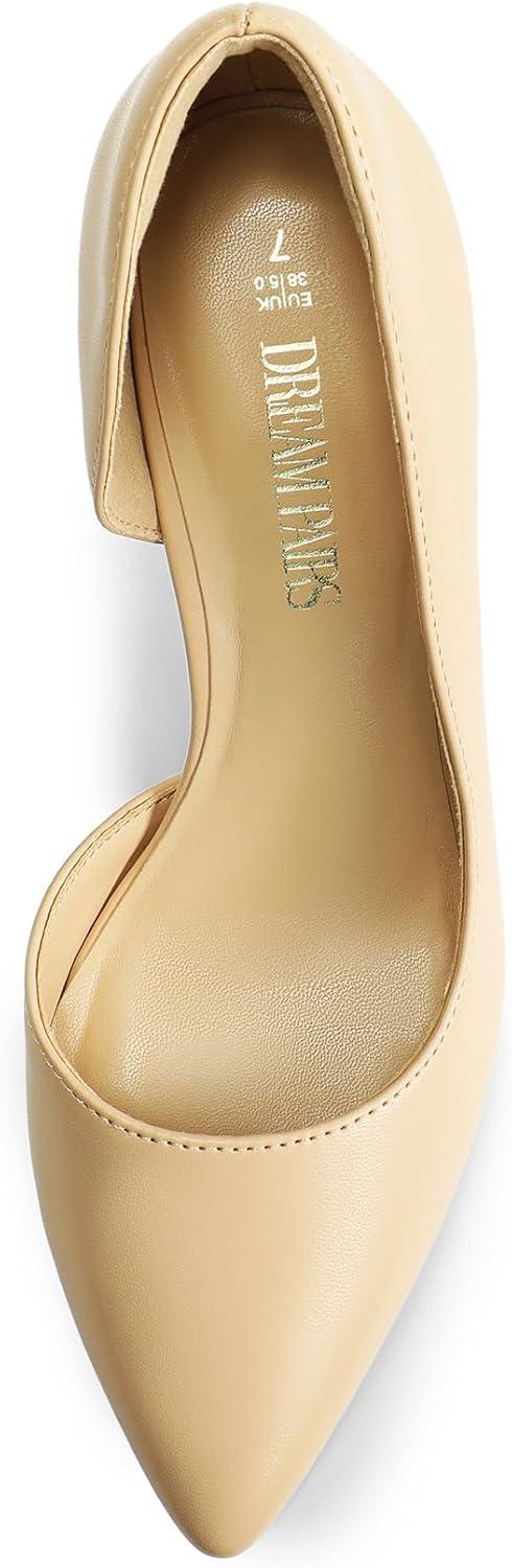 imageDREAM PAIRS Womens Dress High Heels Pumps Closed Pointed Toe Stiletto DOrsay Shoes for Wedding PartyNudepu