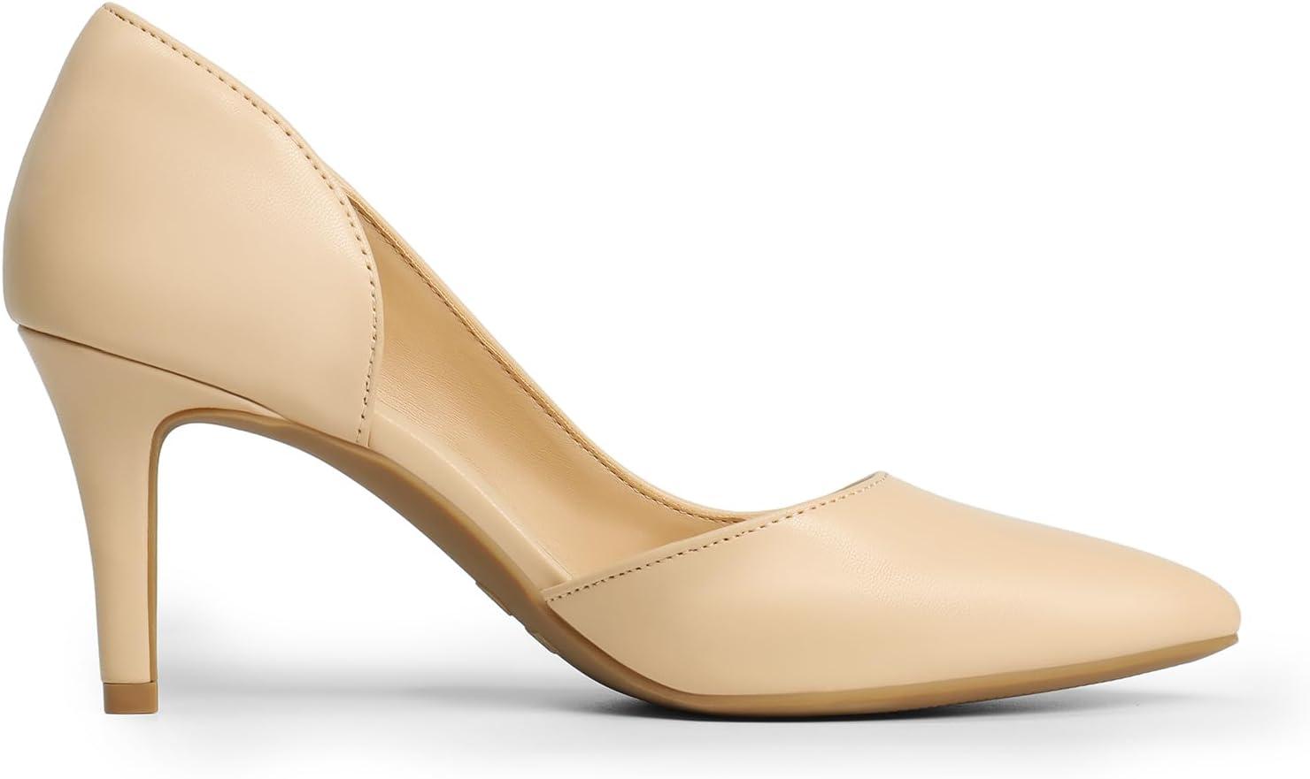 imageDREAM PAIRS Womens Dress High Heels Pumps Closed Pointed Toe Stiletto DOrsay Shoes for Wedding PartyNudepu