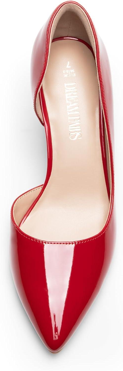 imageDREAM PAIRS Womens Dress High Heels Pumps Closed Pointed Toe Stiletto DOrsay Shoes for Wedding PartyRedpat