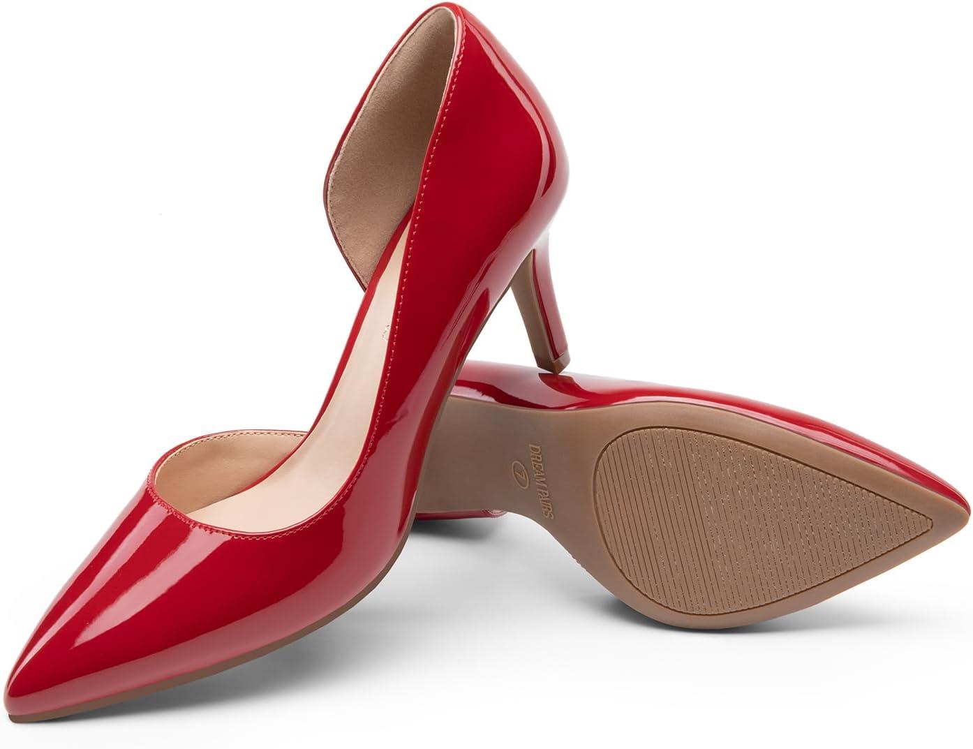 imageDREAM PAIRS Womens Dress High Heels Pumps Closed Pointed Toe Stiletto DOrsay Shoes for Wedding PartyRedpat