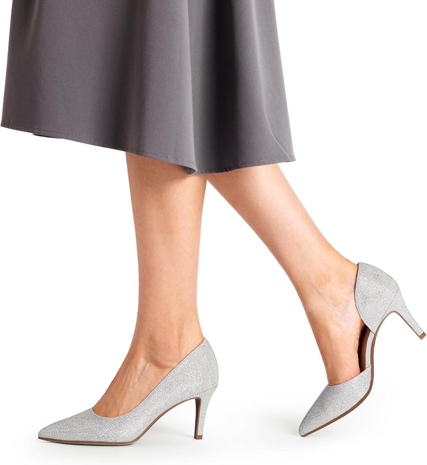 imageDREAM PAIRS Womens Dress High Heels Pumps Closed Pointed Toe Stiletto DOrsay Shoes for Wedding PartySilverglitter