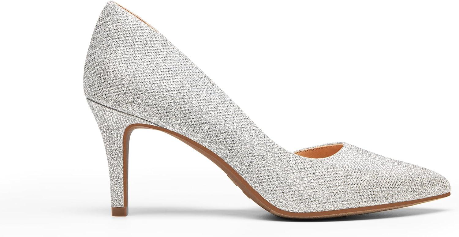 imageDREAM PAIRS Womens Dress High Heels Pumps Closed Pointed Toe Stiletto DOrsay Shoes for Wedding PartySilverglitter