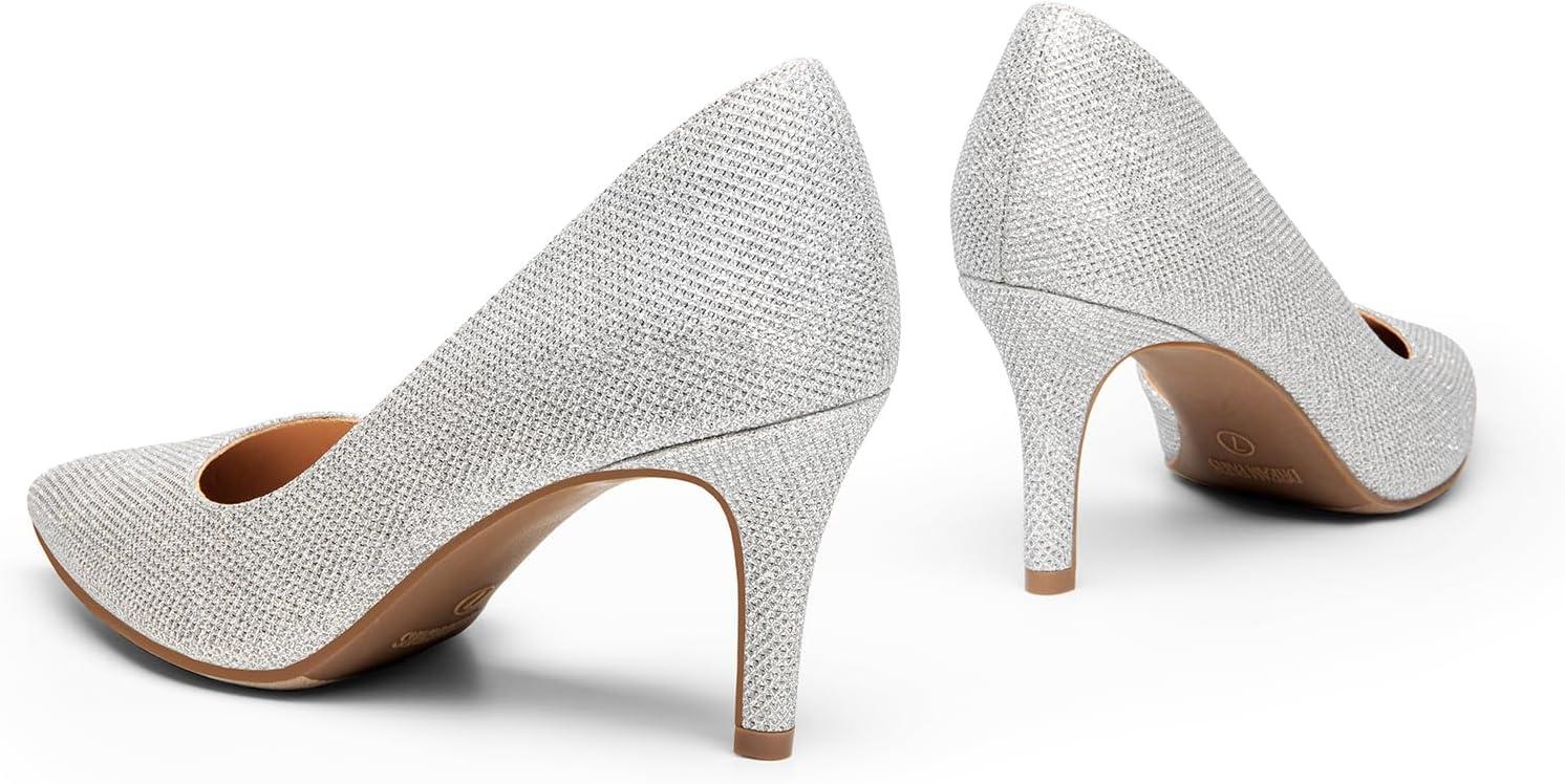 imageDREAM PAIRS Womens Dress High Heels Pumps Closed Pointed Toe Stiletto DOrsay Shoes for Wedding PartySilverglitter