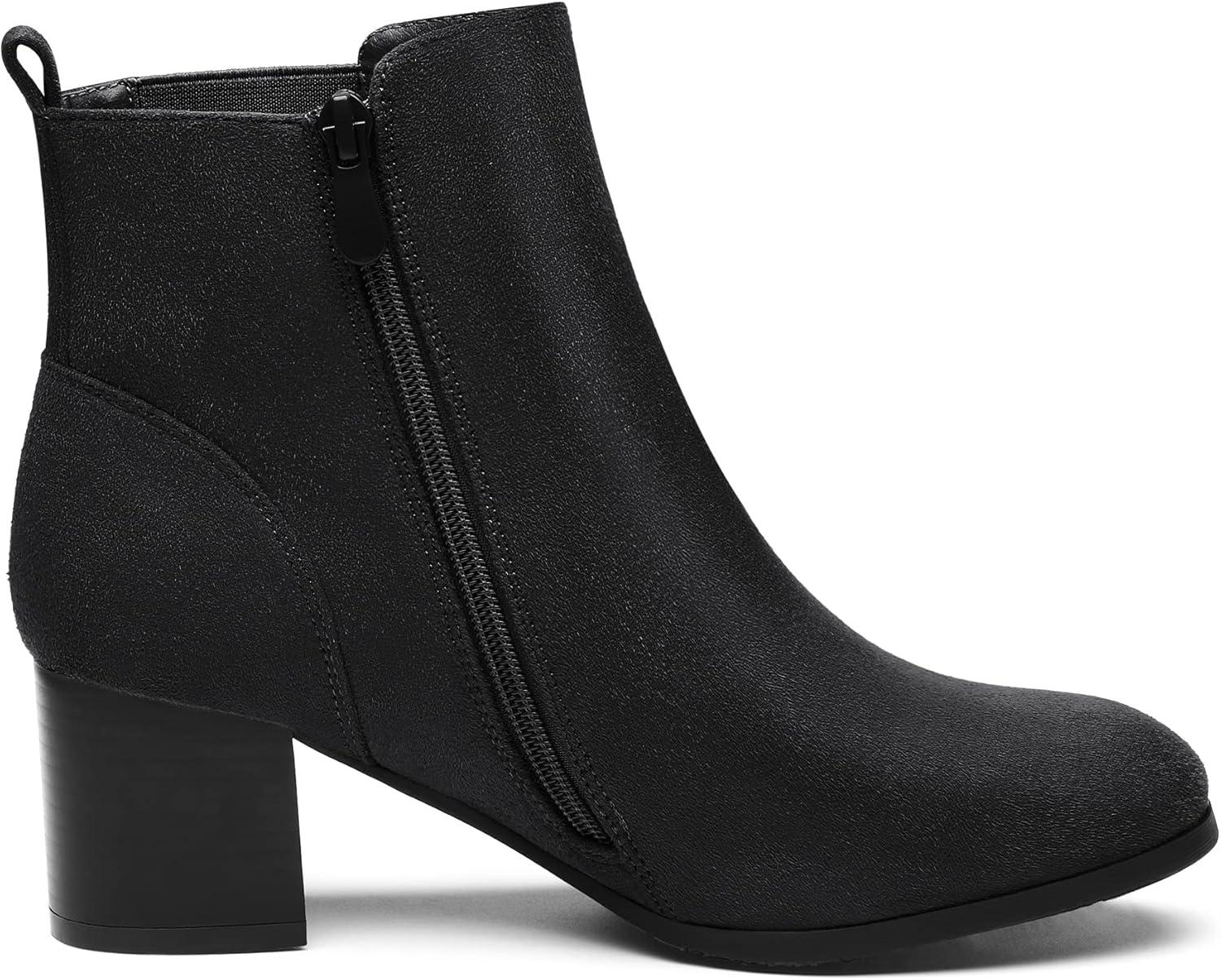 imageDREAM PAIRS Womens Elastic Gore Chelsea Boots Chunky Block Heel Ankle BootieBlack