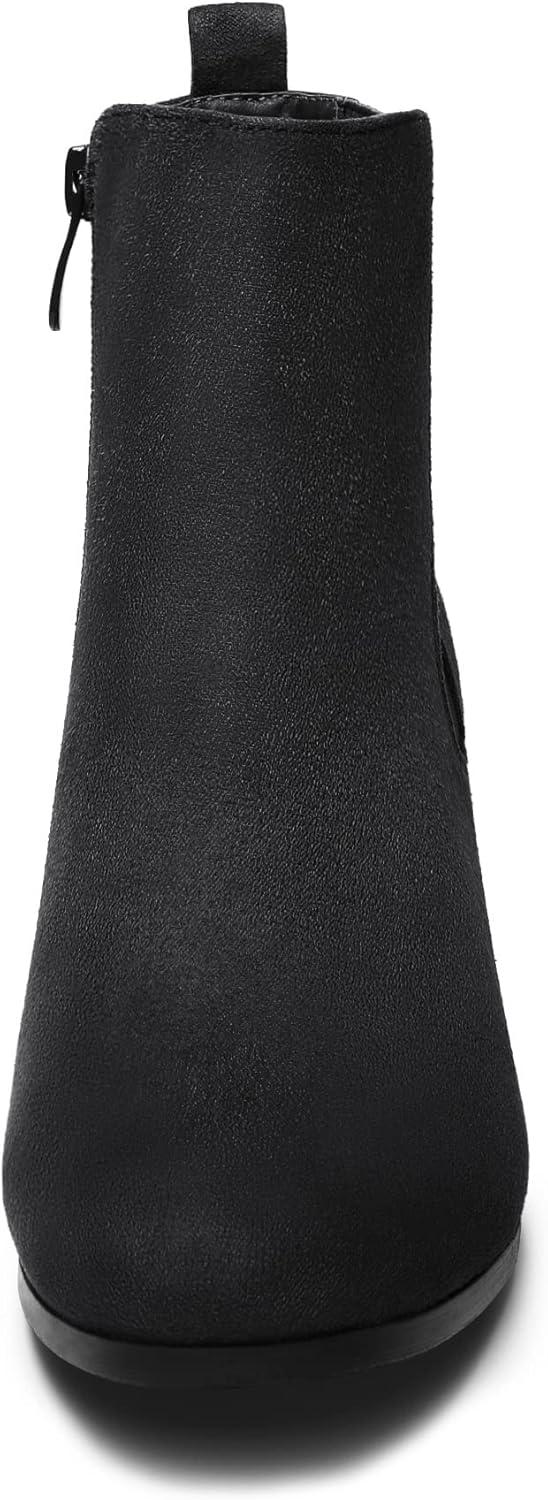 imageDREAM PAIRS Womens Elastic Gore Chelsea Boots Chunky Block Heel Ankle BootieBlack