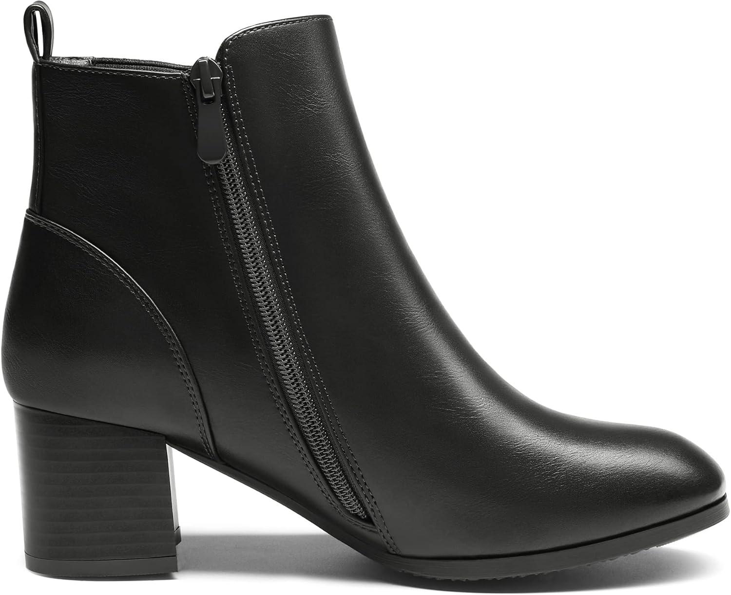 imageDREAM PAIRS Womens Elastic Gore Chelsea Boots Chunky Block Heel Ankle BootieBlackPu
