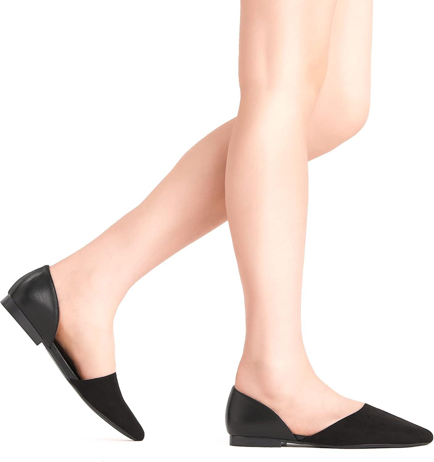 imageDREAM PAIRS Womens Elegant Dressy Flats Shoes Pointed Toe Casual Comfort Slip on Walking Flats for WomenBlackSuede