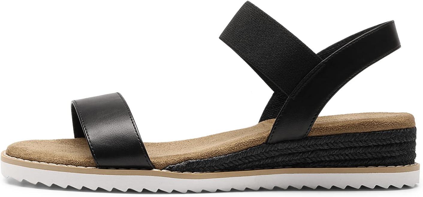 imageDREAM PAIRS Womens Espadrilles Ankle Stretch Elastic Strap Open Toe Wedges Flats SandalsBlack