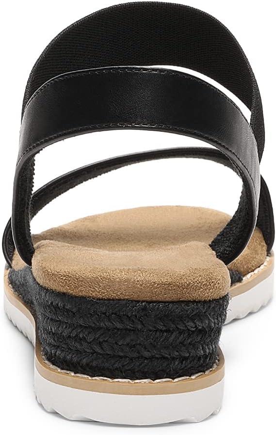 imageDREAM PAIRS Womens Espadrilles Ankle Stretch Elastic Strap Open Toe Wedges Flats SandalsBlack