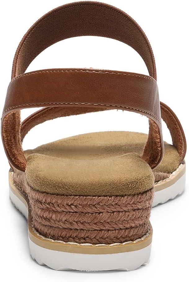 imageDREAM PAIRS Womens Espadrilles Ankle Stretch Elastic Strap Open Toe Wedges Flats SandalsBrown