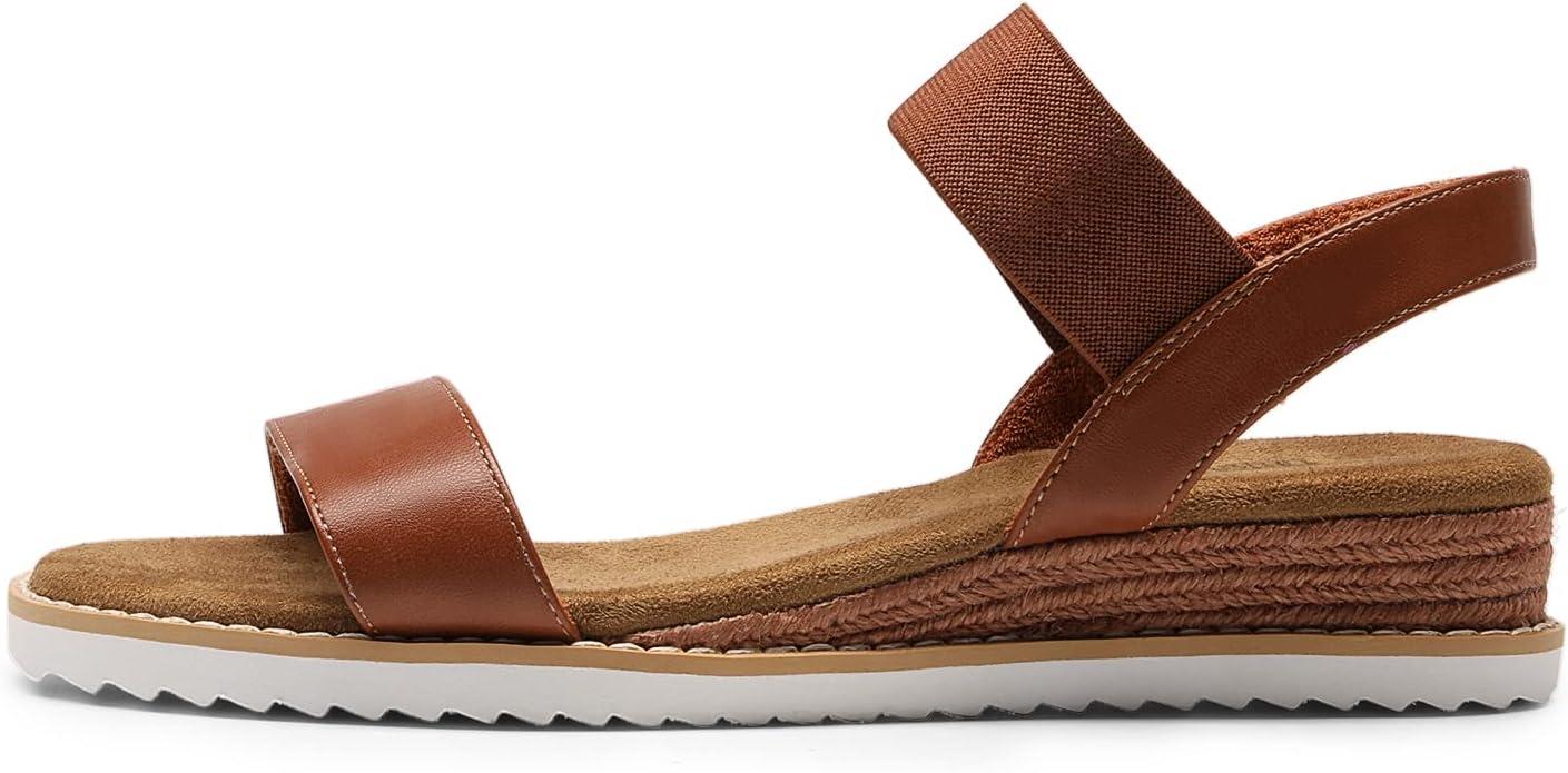 imageDREAM PAIRS Womens Espadrilles Ankle Stretch Elastic Strap Open Toe Wedges Flats SandalsBrown