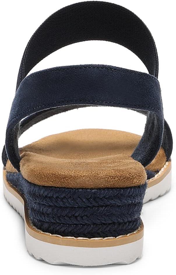 imageDREAM PAIRS Womens Espadrilles Ankle Stretch Elastic Strap Open Toe Wedges Flats SandalsNavysuede