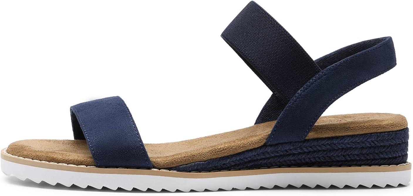 imageDREAM PAIRS Womens Espadrilles Ankle Stretch Elastic Strap Open Toe Wedges Flats SandalsNavysuede