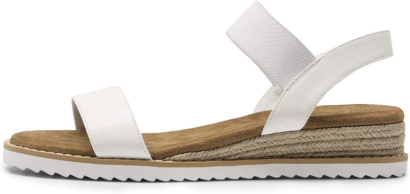 imageDREAM PAIRS Womens Espadrilles Ankle Stretch Elastic Strap Open Toe Wedges Flats SandalsWhite