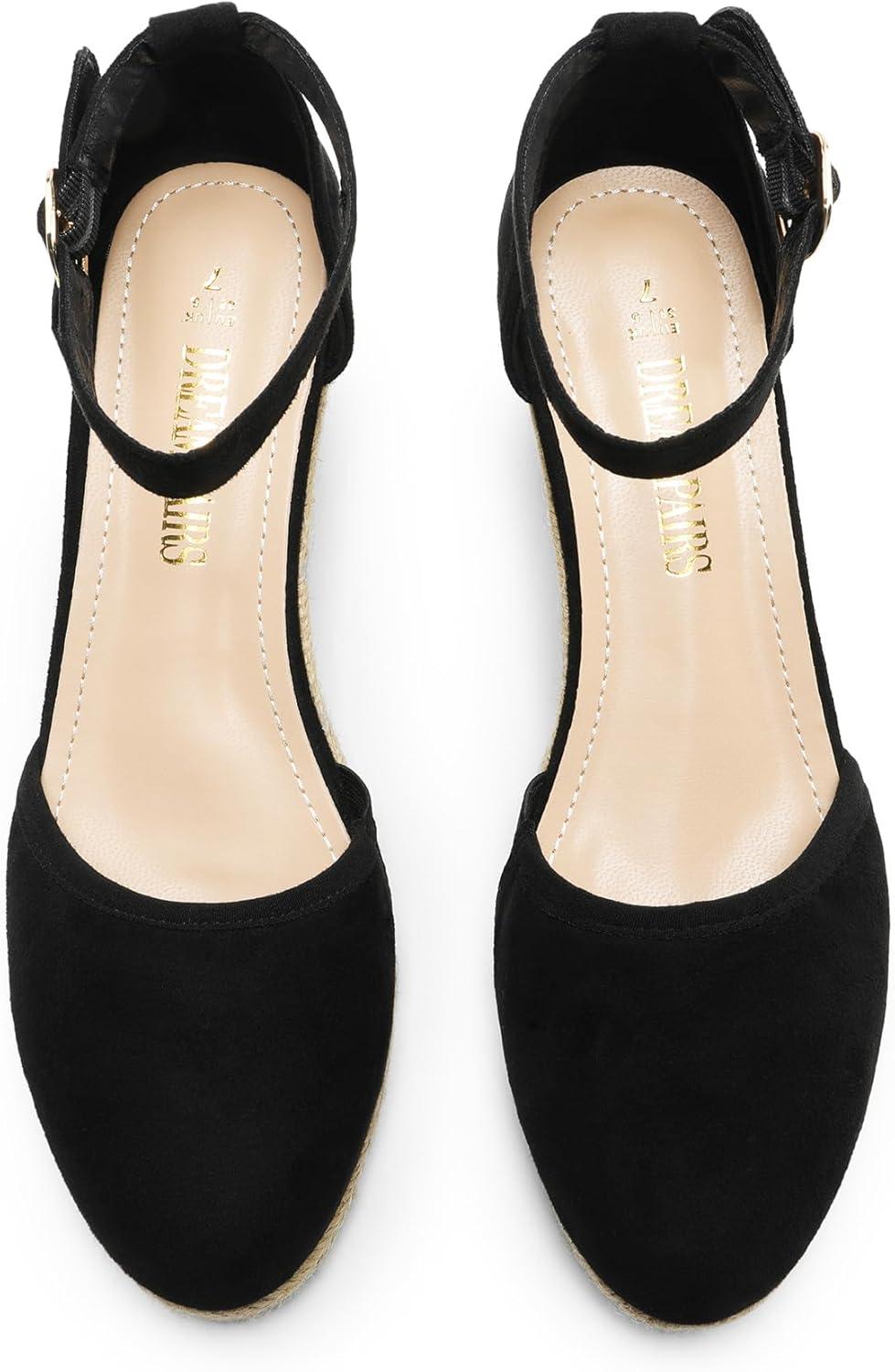 imageDREAM PAIRS Womens Espadrilles Closed Toe Ankle Strap Dressy Platform Wedge SandalsBlack1