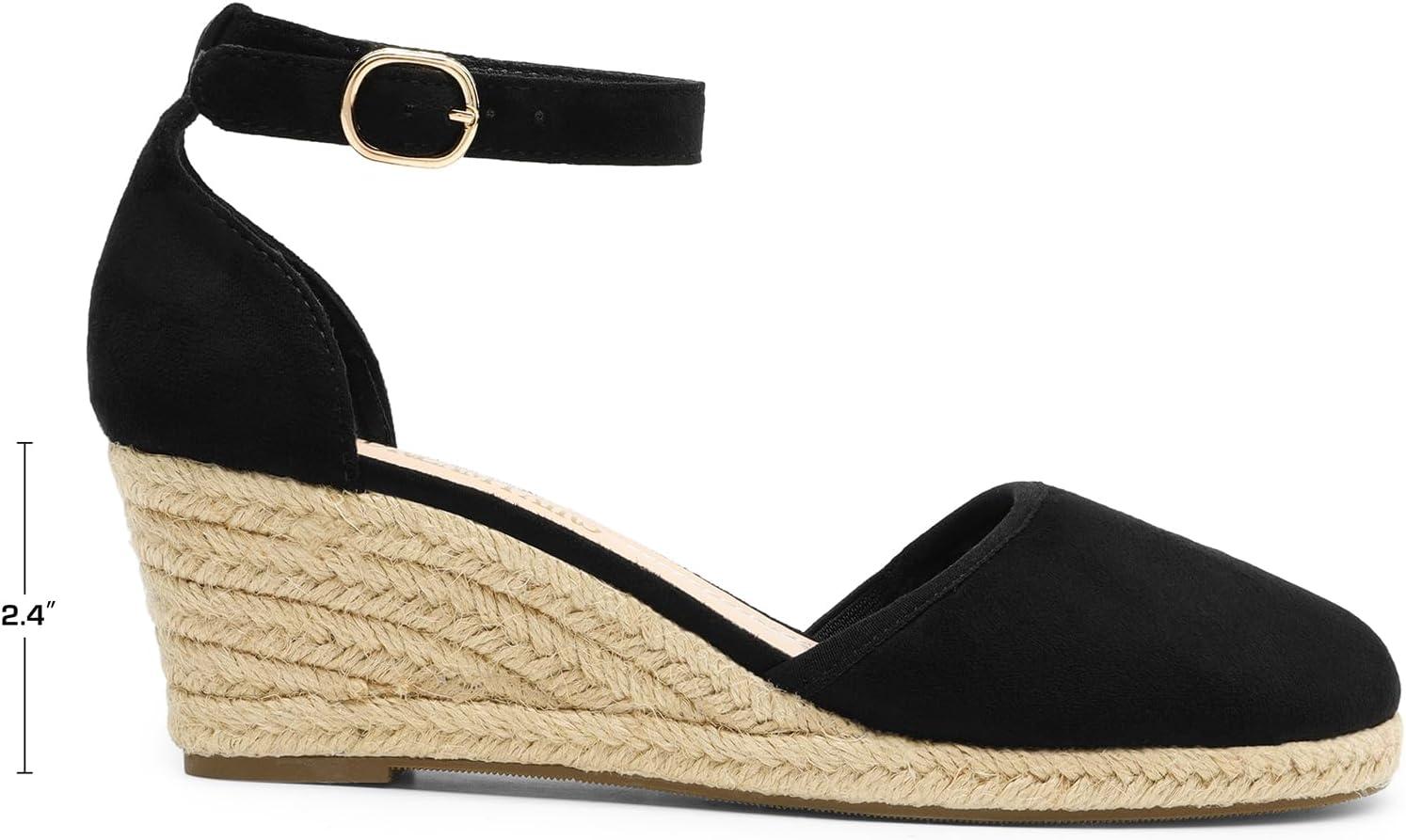 imageDREAM PAIRS Womens Espadrilles Closed Toe Ankle Strap Dressy Platform Wedge SandalsBlack1