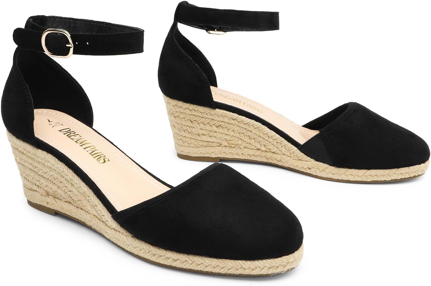 imageDREAM PAIRS Womens Espadrilles Closed Toe Ankle Strap Dressy Platform Wedge SandalsBlack1