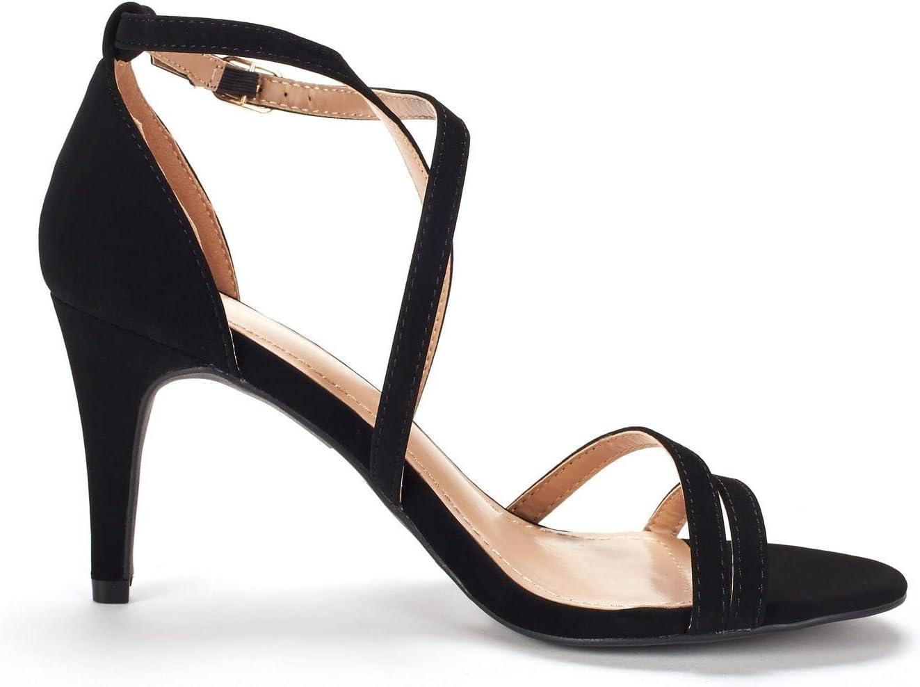 imageDREAM PAIRS Womens Fashion Stilettos Open Toe Pump Heel SandalsBlackNubuck