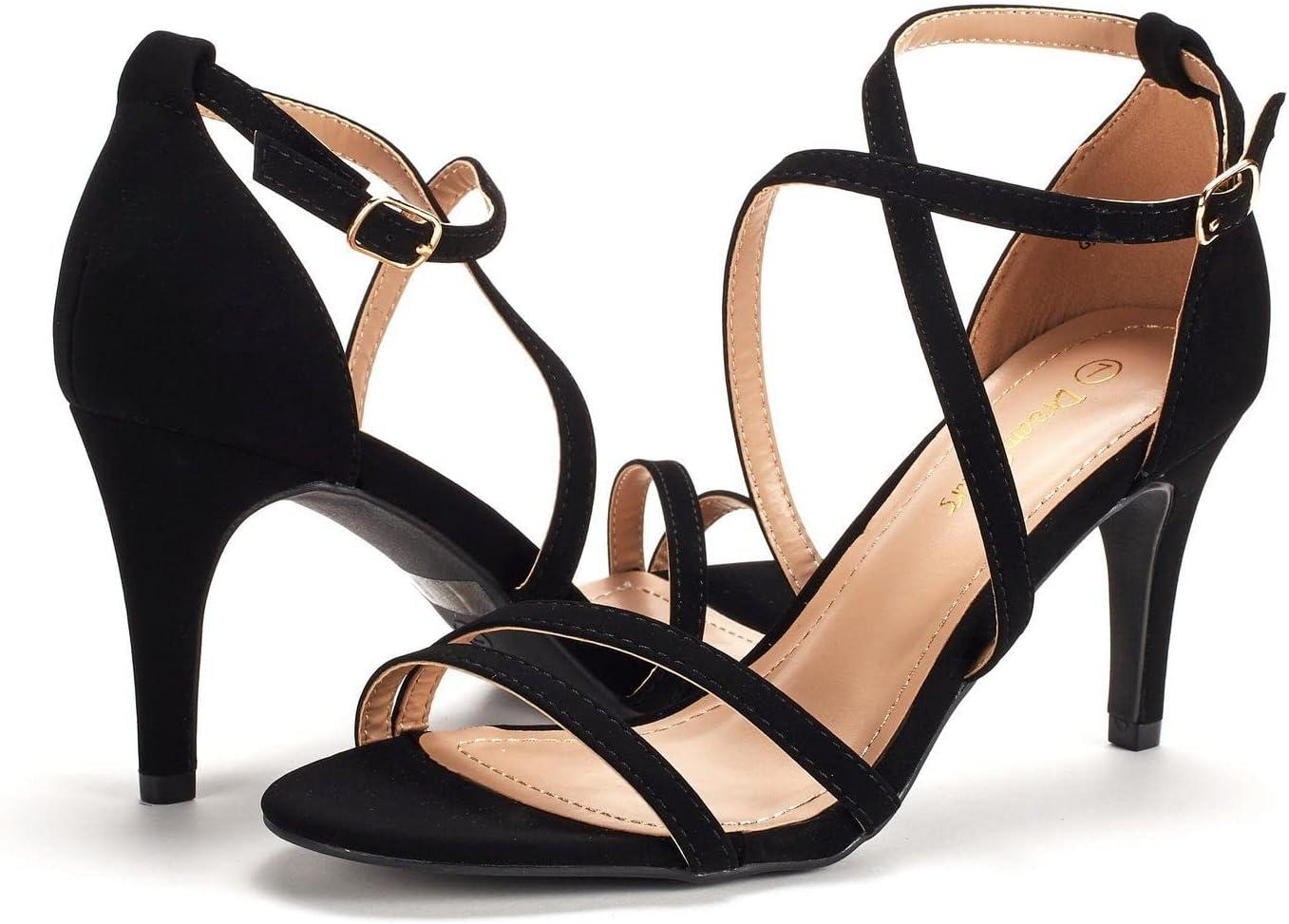 imageDREAM PAIRS Womens Fashion Stilettos Open Toe Pump Heel SandalsBlackNubuck