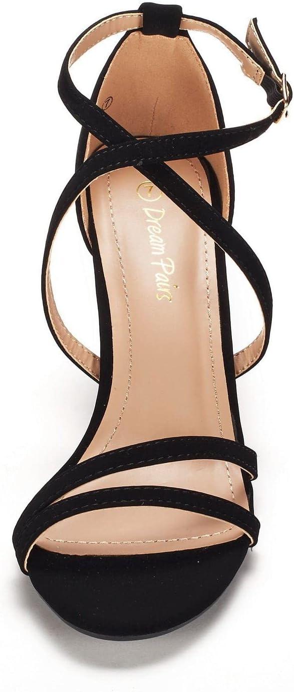 imageDREAM PAIRS Womens Fashion Stilettos Open Toe Pump Heel SandalsBlackNubuck