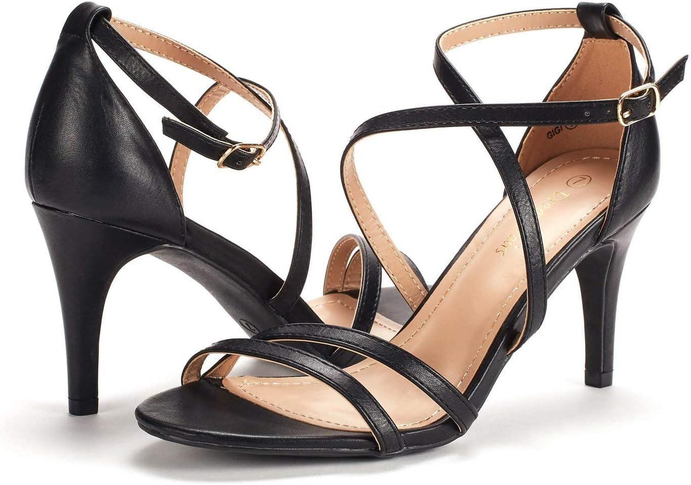imageDREAM PAIRS Womens Fashion Stilettos Open Toe Pump Heel SandalsBlackPu