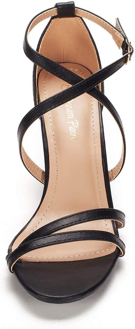 imageDREAM PAIRS Womens Fashion Stilettos Open Toe Pump Heel SandalsBlackPu