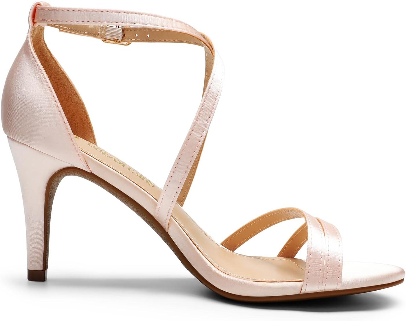 imageDREAM PAIRS Womens Fashion Stilettos Open Toe Pump Heel SandalsChampagnesatin