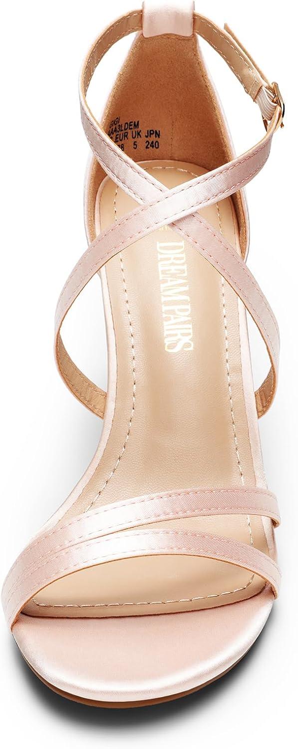 imageDREAM PAIRS Womens Fashion Stilettos Open Toe Pump Heel SandalsChampagnesatin