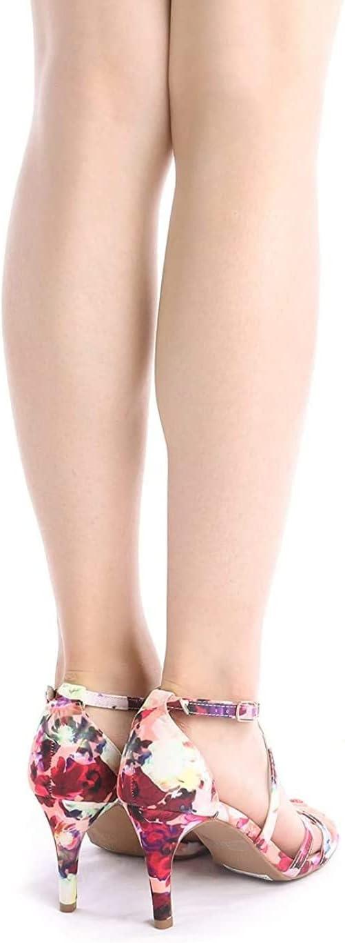 imageDREAM PAIRS Womens Fashion Stilettos Open Toe Pump Heel SandalsFloral