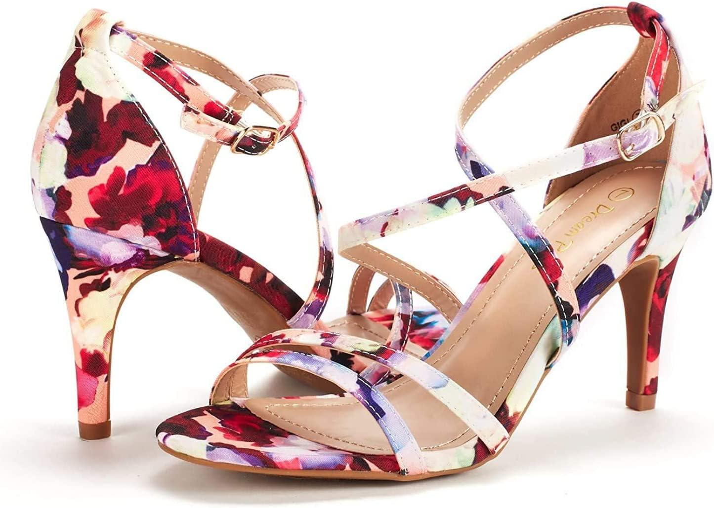imageDREAM PAIRS Womens Fashion Stilettos Open Toe Pump Heel SandalsFloral
