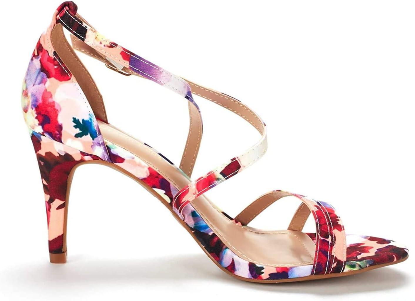 imageDREAM PAIRS Womens Fashion Stilettos Open Toe Pump Heel SandalsFloral