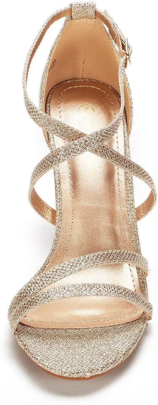 imageDREAM PAIRS Womens Fashion Stilettos Open Toe Pump Heel SandalsGoldGlitter