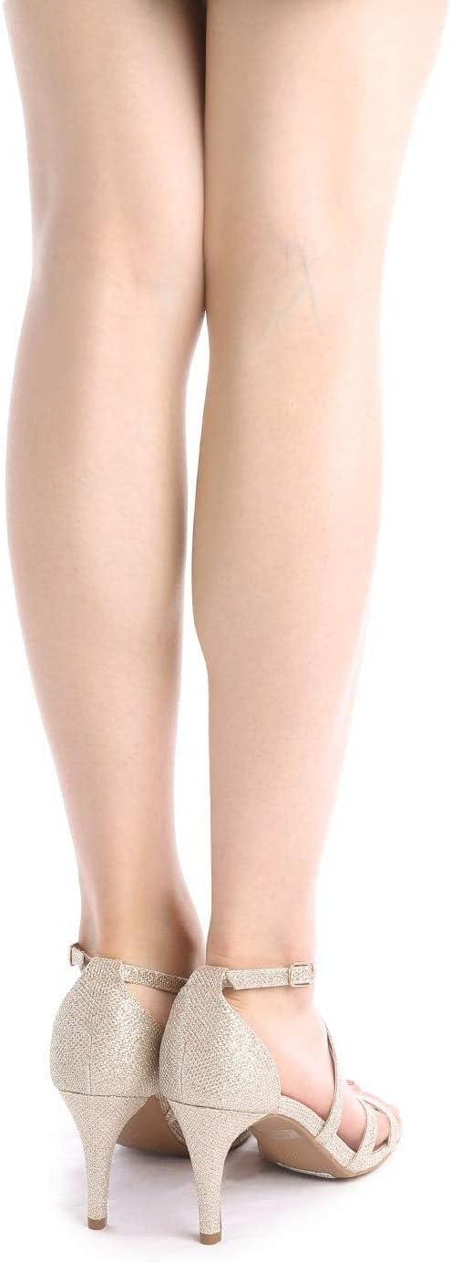 imageDREAM PAIRS Womens Fashion Stilettos Open Toe Pump Heel SandalsGoldGlitter