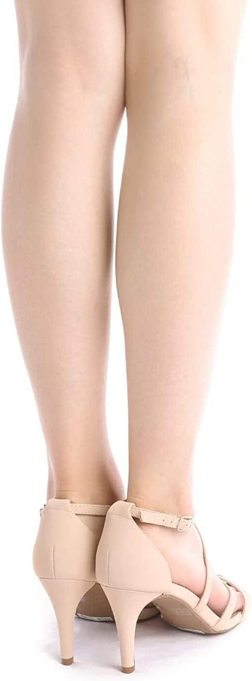 imageDREAM PAIRS Womens Fashion Stilettos Open Toe Pump Heel SandalsNudeNubuck