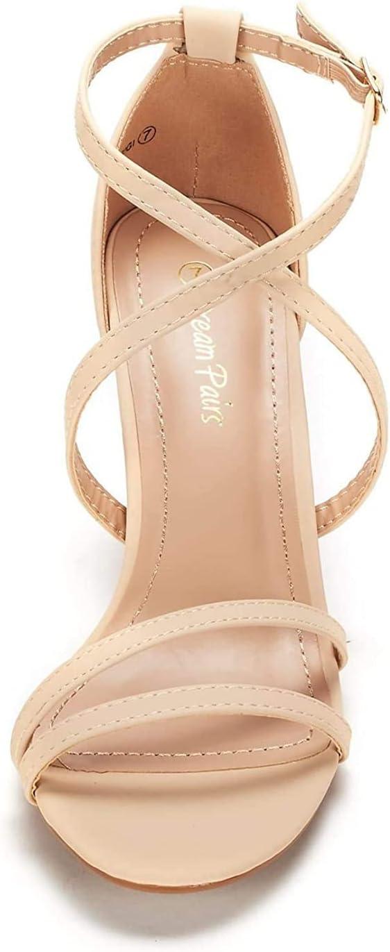 imageDREAM PAIRS Womens Fashion Stilettos Open Toe Pump Heel SandalsNudeNubuck