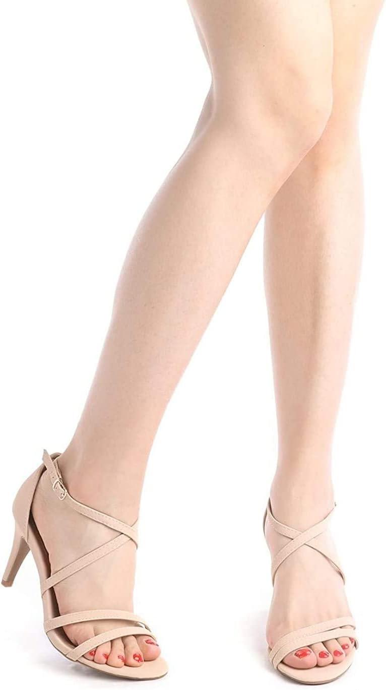 imageDREAM PAIRS Womens Fashion Stilettos Open Toe Pump Heel SandalsNudeNubuck