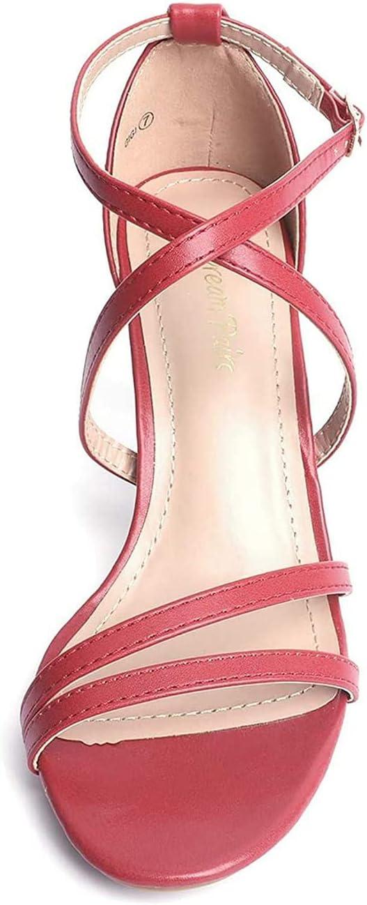 imageDREAM PAIRS Womens Fashion Stilettos Open Toe Pump Heel SandalsRedPu