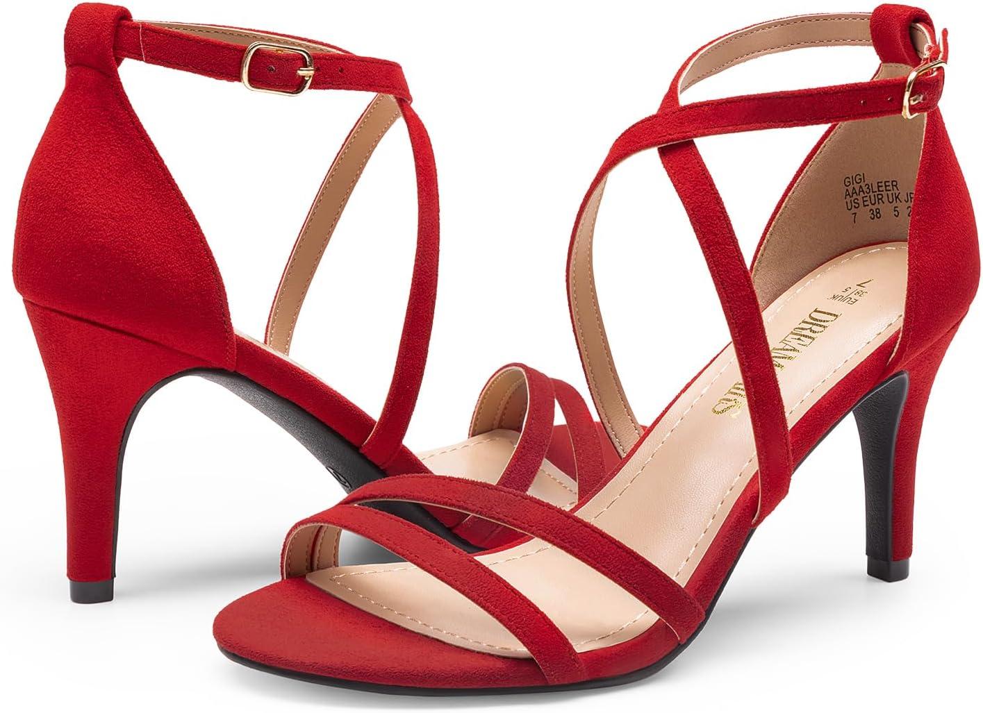 imageDREAM PAIRS Womens Fashion Stilettos Open Toe Pump Heel SandalsRedsuede
