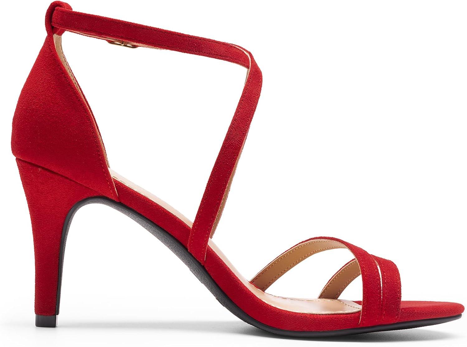 imageDREAM PAIRS Womens Fashion Stilettos Open Toe Pump Heel SandalsRedsuede