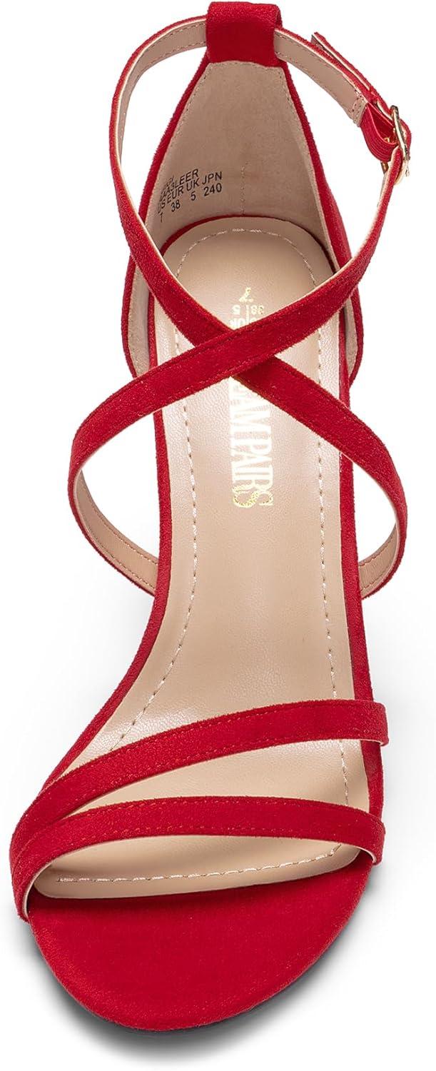 imageDREAM PAIRS Womens Fashion Stilettos Open Toe Pump Heel SandalsRedsuede