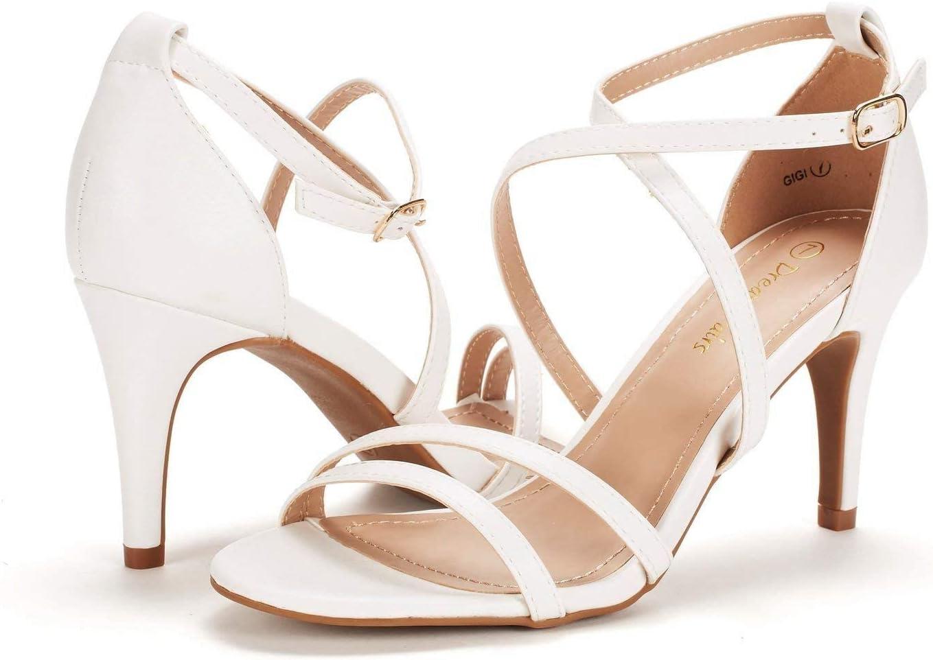 imageDREAM PAIRS Womens Fashion Stilettos Open Toe Pump Heel SandalsWhitePu