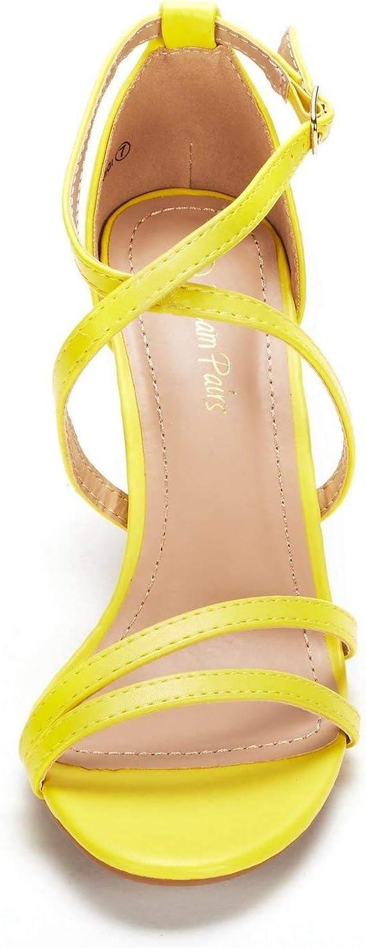 imageDREAM PAIRS Womens Fashion Stilettos Open Toe Pump Heel SandalsYellowPu