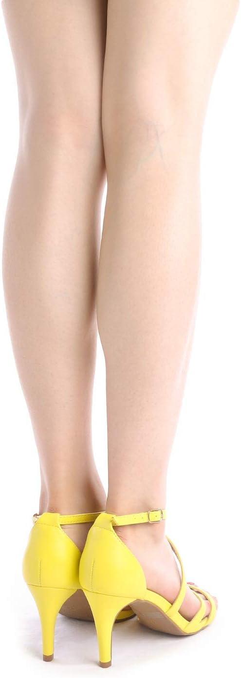 imageDREAM PAIRS Womens Fashion Stilettos Open Toe Pump Heel SandalsYellowPu
