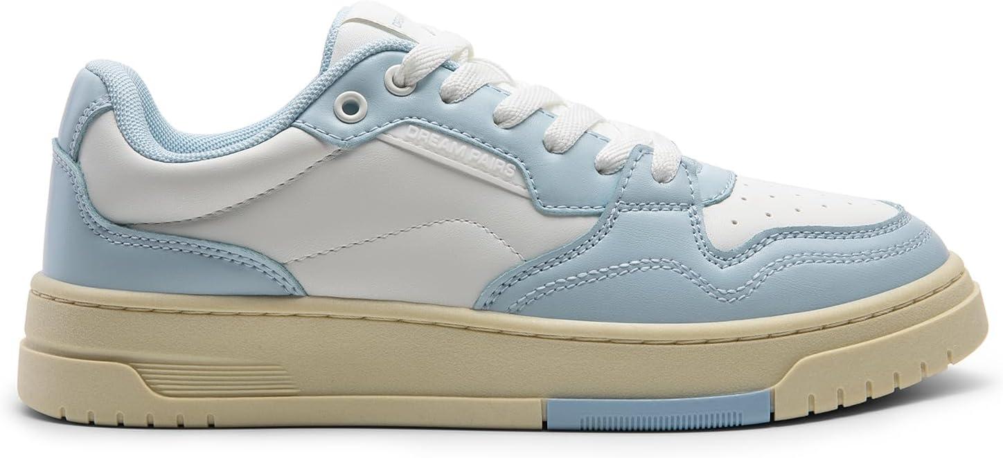 imageDREAM PAIRS Womens Fashion Walking Skateboard Court Sneakers Comfortable LowTop LaceUp NonSlip Retro Vintage Casual Classic Athletic ShoesWhiteBlue