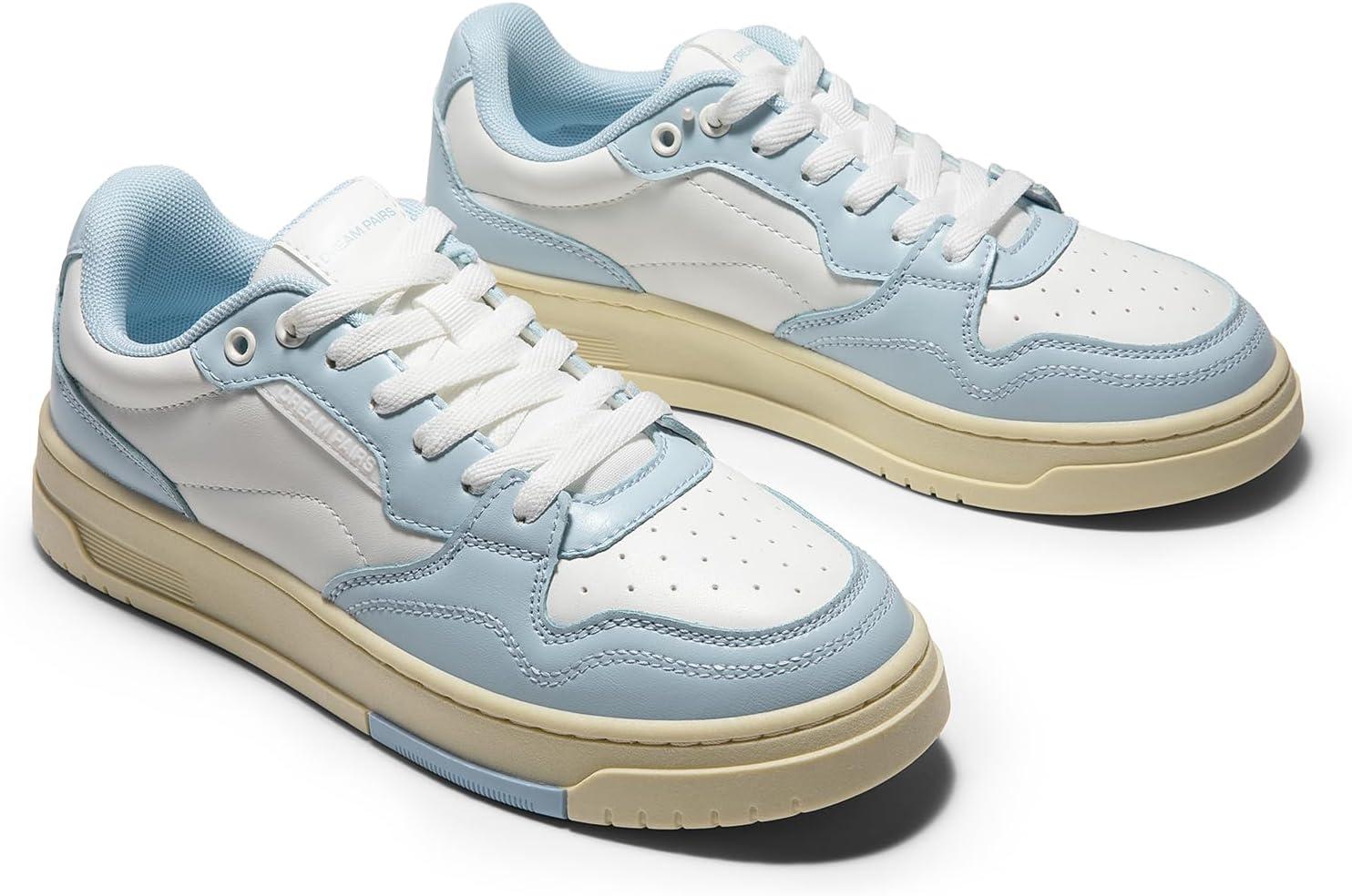 imageDREAM PAIRS Womens Fashion Walking Skateboard Court Sneakers Comfortable LowTop LaceUp NonSlip Retro Vintage Casual Classic Athletic ShoesWhiteBlue