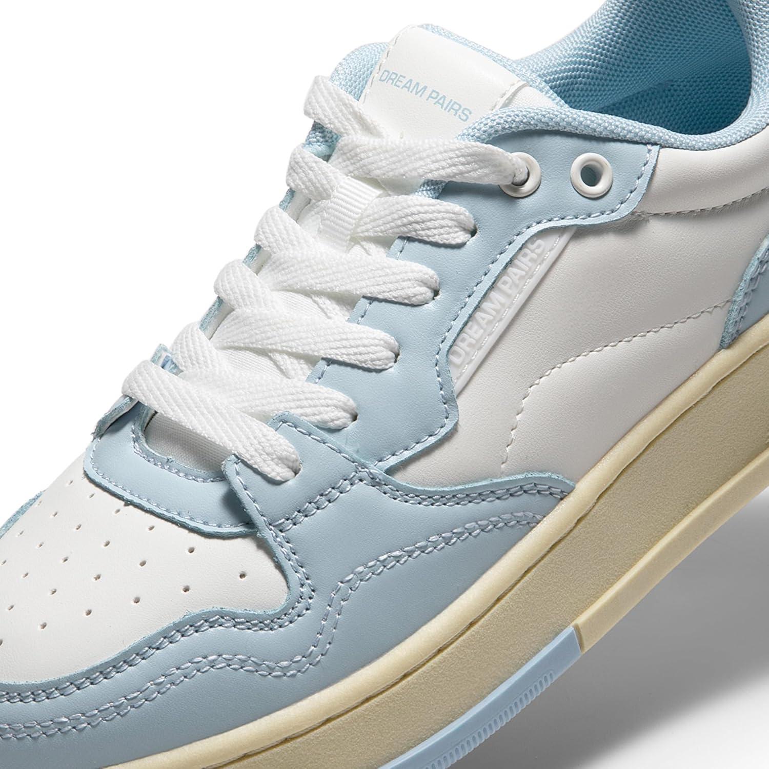 imageDREAM PAIRS Womens Fashion Walking Skateboard Court Sneakers Comfortable LowTop LaceUp NonSlip Retro Vintage Casual Classic Athletic ShoesWhiteBlue