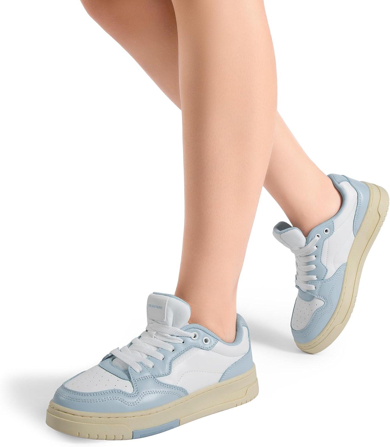 imageDREAM PAIRS Womens Fashion Walking Skateboard Court Sneakers Comfortable LowTop LaceUp NonSlip Retro Vintage Casual Classic Athletic ShoesWhiteBlue