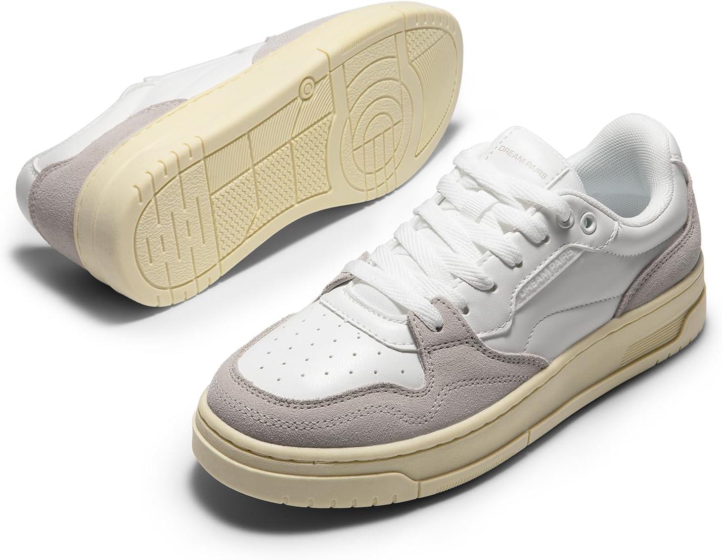 imageDREAM PAIRS Womens Fashion Walking Skateboard Court Sneakers Comfortable LowTop LaceUp NonSlip Retro Vintage Casual Classic Athletic ShoesWhiteGrey