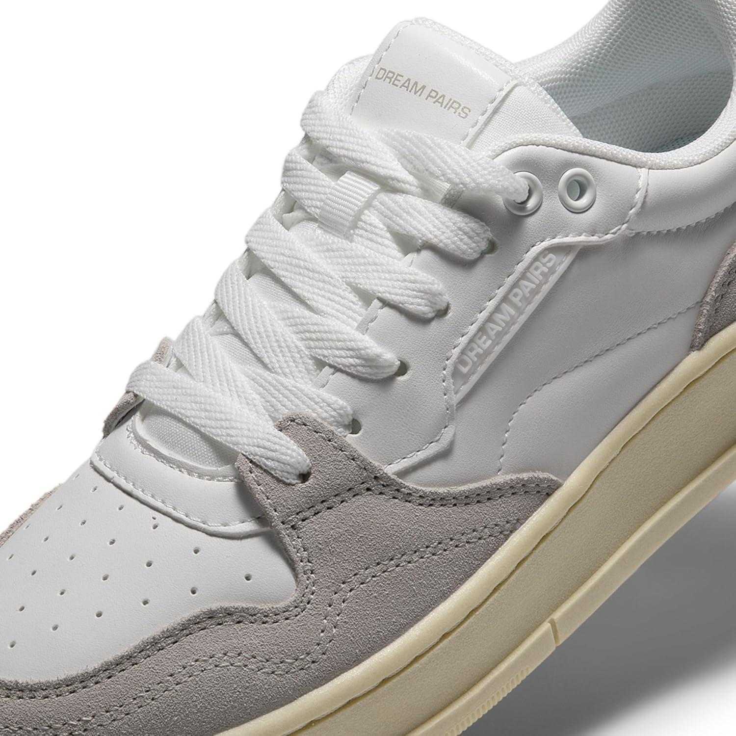 imageDREAM PAIRS Womens Fashion Walking Skateboard Court Sneakers Comfortable LowTop LaceUp NonSlip Retro Vintage Casual Classic Athletic ShoesWhiteGrey